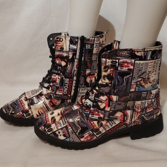 EpicStep Shoes - Magazine print fashion covered boots Unique
